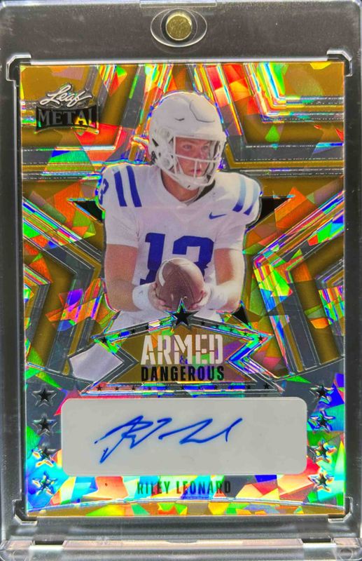 Riley Leonard 2024 Leaf Metal #AD-RL1 Armed & Dangerous Autographs - Crystal Gold /1 RAW