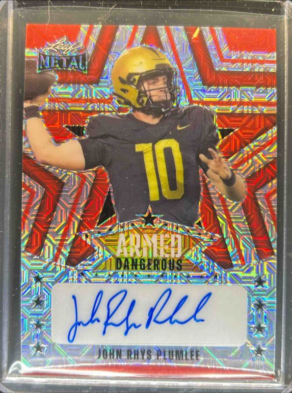John Rhys Plumlee 2024 Leaf Metal #AD-JRP Armed & Dangerous Autographs - Mojo Red /2 RAW