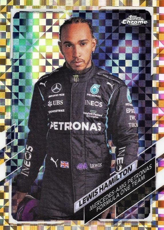 Lewis Hamilton 2021 Topps Chrome Formula 1 #1 Gold Checker Flag Refractor /50 RAW