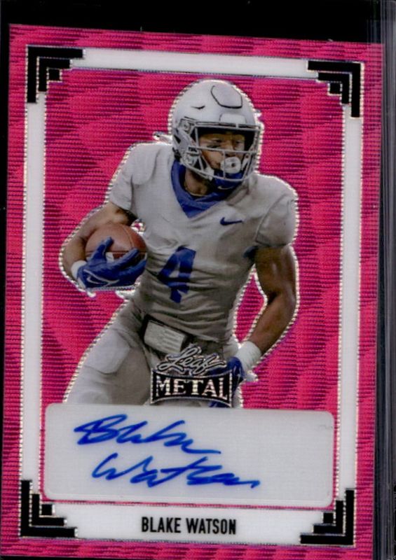 Blake Watson 2024 Leaf Metal #91A-BW1 91 Leaf Autographs Wave Pink /4 Rookie RAW