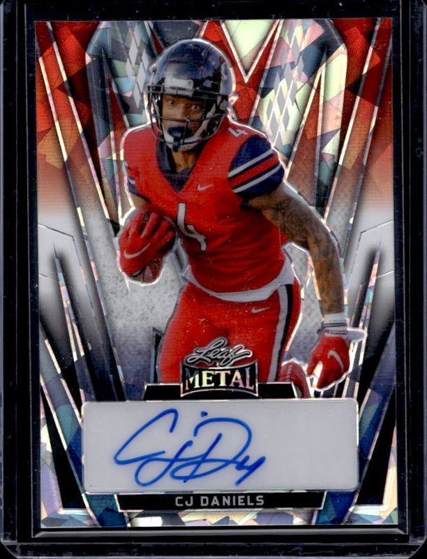 CJ Daniels 2024 Leaf Metal #BA-CJD Autographs - Crystal Red, White & Blue /1 RAW