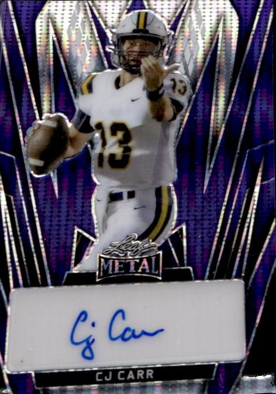 CJ Carr 2024 Leaf Metal #BA-CJC Autographs - Pulsar Purple /3 RAW