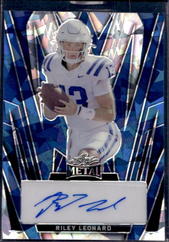 Riley Leonard 2024 Leaf Metal #BA-RL1 Autographs - Crystal Blue /7 RAW