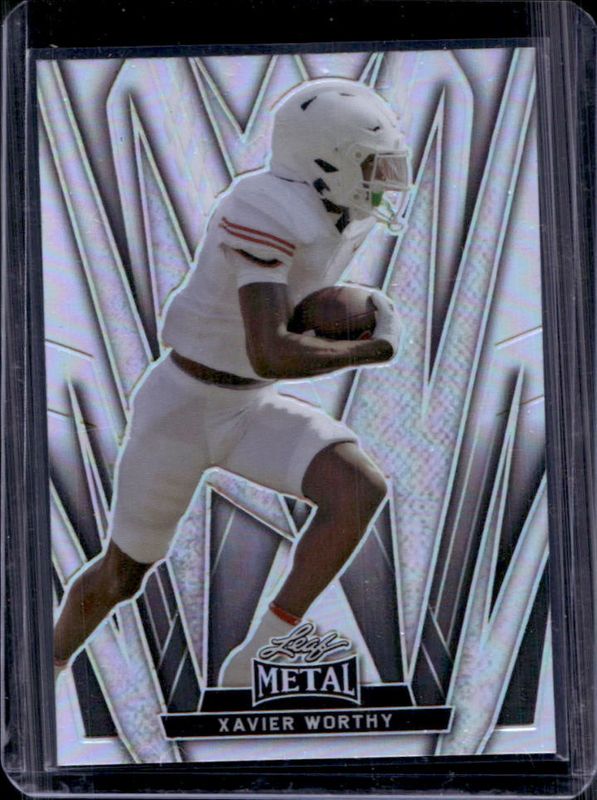 Xavier Worthy 2024 Leaf Metal #110 Prismatic Silver Rookie RAW