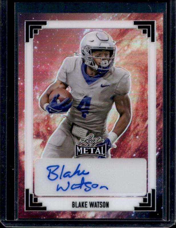Blake Watson 2024 Leaf Metal #91A-BW1 91 Leaf Autographs Wave Sky /1 Rookie RAW