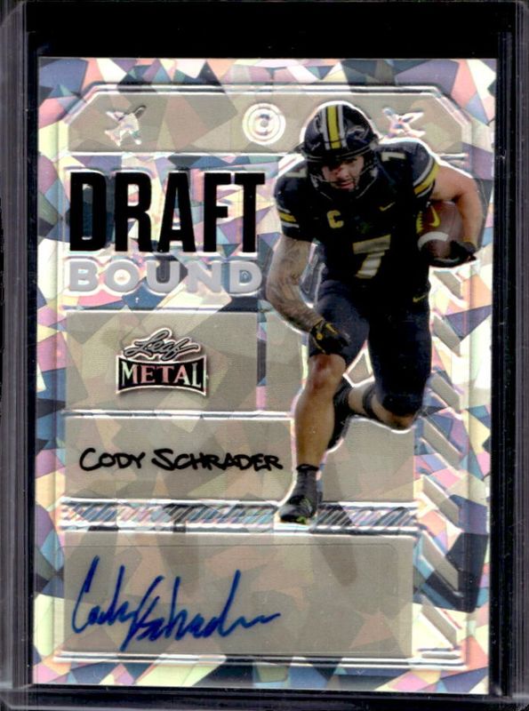 Cody Schrader 2024 Leaf Metal #DB-CS2 Draft Bound Autographs - Crystal Silver /8 Rookie RAW
