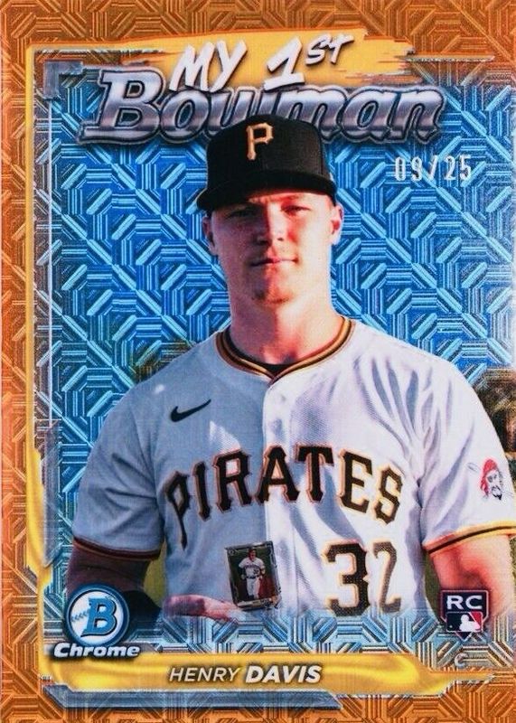 Henry Davis 2024 Bowman Chrome Mega Box #M1B-35 My 1st Bowman - Orange Mojo Refractor /25 Rookie RAW