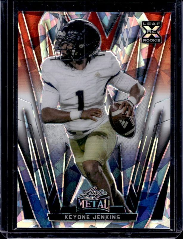 Keyone Jenkins 2024 Leaf Metal #141 Crystal Red, White & Blue /1 Rookie RAW