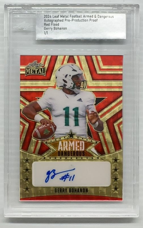 Gerry Bohanon 2024 Leaf Metal #AD-GB1 Armed & Dangerous Autographs - Red Flood /1 Rookie RAW