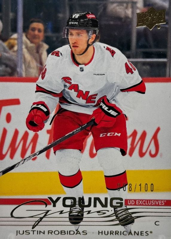 Justin Robidas 2025 Upper Deck #243 Young Guns - Exclusives /100 Rookie SGC 9.5
