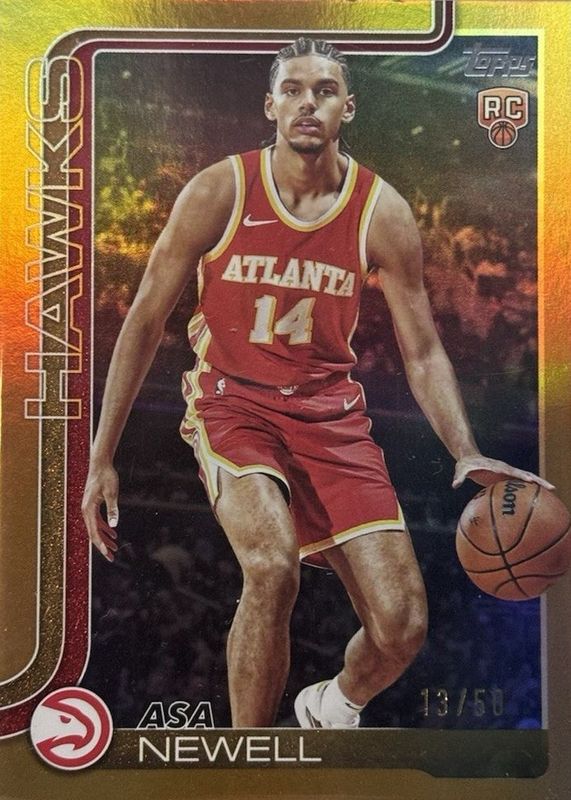 Asa Newell 2025 Topps #223 Gold Rainbow /50 Rookie RAW