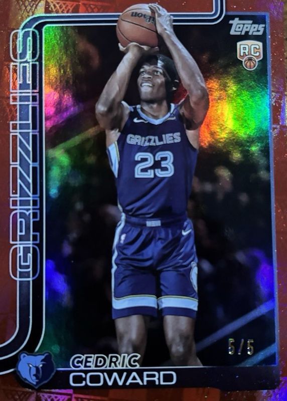 Cedric Coward 2025 Topps #211 Red Holo Foil /5 Rookie RAW