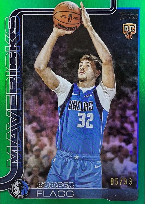 Cooper Flagg 2025 Topps #201 Green Holo Foil /99 Rookie RAW