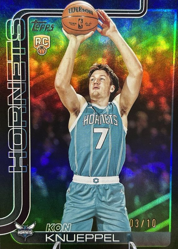Kon Knueppel 2025 Topps #204 Black Rainbow /10 Rookie RAW