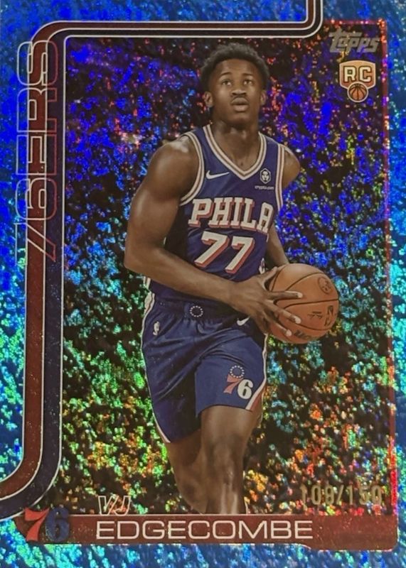 VJ Edgecombe 2025 Topps #203 Blue Holo Foil /150 Rookie RAW