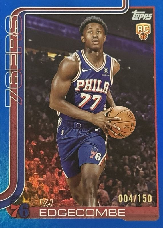 VJ Edgecombe 2025 Topps #203 Blue Rainbow /150 Rookie RAW