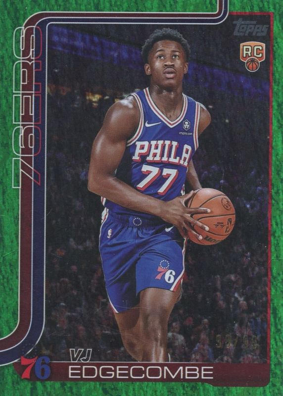 VJ Edgecombe 2025 Topps #203 Green Holo Foil /99 Rookie RAW