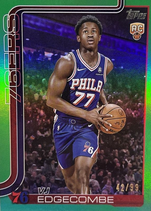 VJ Edgecombe 2025 Topps #203 Green Rainbow /99 Rookie SGC 10