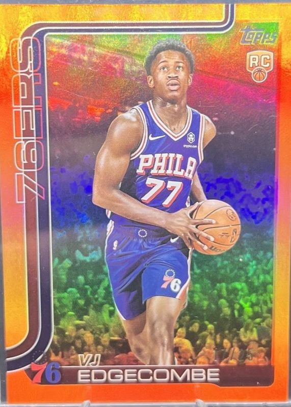VJ Edgecombe 2025 Topps #203 Orange Rainbow /25 Rookie RAW