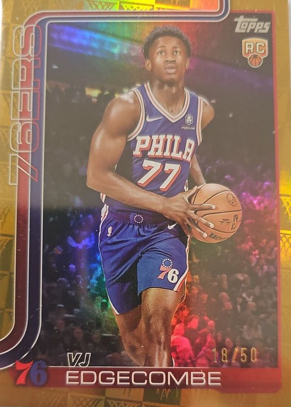 VJ Edgecombe 2025 Topps #203 Season Tip-Off Gold Foilboard /50 Rookie RAW