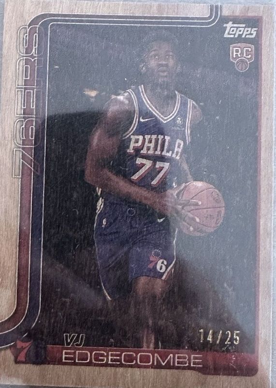 VJ Edgecombe 2025 Topps #203 Wood /25 Rookie RAW