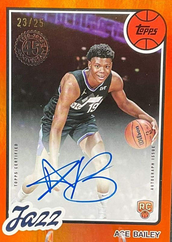 Ace Bailey 2025 Topps #80B2R-AB 1980-81 Topps Rookie Autographs - Orange Rainbow /25 RAW