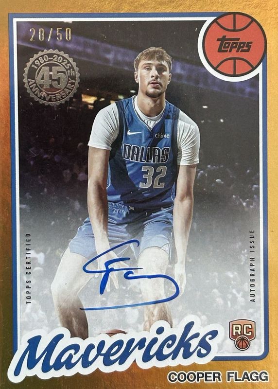 Cooper Flagg 2025 Topps #80B2R-CF 1980-81 Topps Rookie Autographs - Gold Rainbow /50 RAW