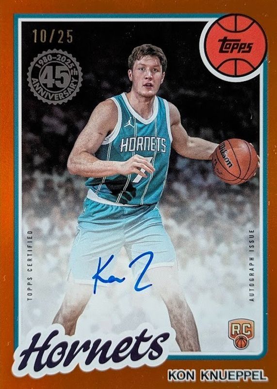 Kon Knueppel 2025 Topps #80B2R-KK 1980-81 Topps Rookie Autographs - Orange Rainbow /25 RAW