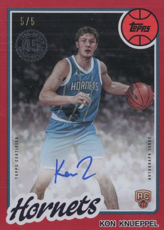Kon Knueppel 2025 Topps #80B2R-KK 1980-81 Topps Rookie Autographs - Red Rainbow /5 RAW