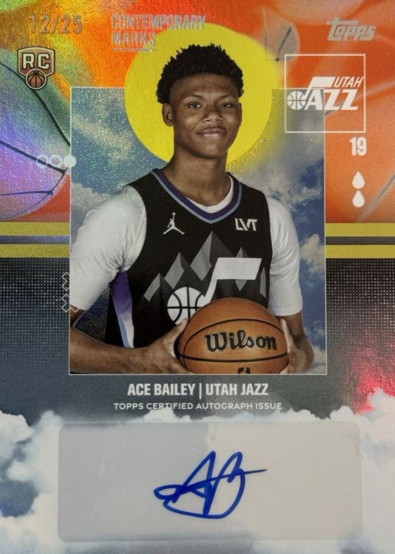 Ace Bailey 2025 Topps #CM-AB Contemporary Marks - Orange Rainbow /25 Rookie RAW