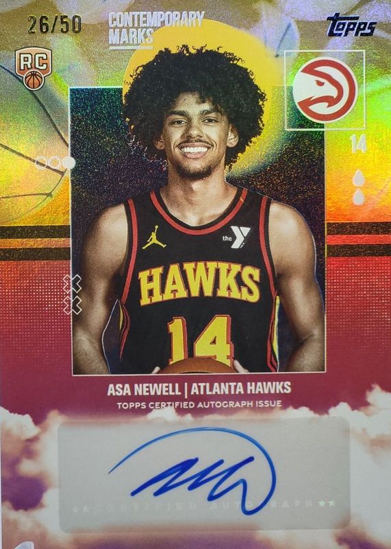 Asa Newell 2025 Topps #CM-AN Contemporary Marks - Gold Rainbow /50 Rookie RAW