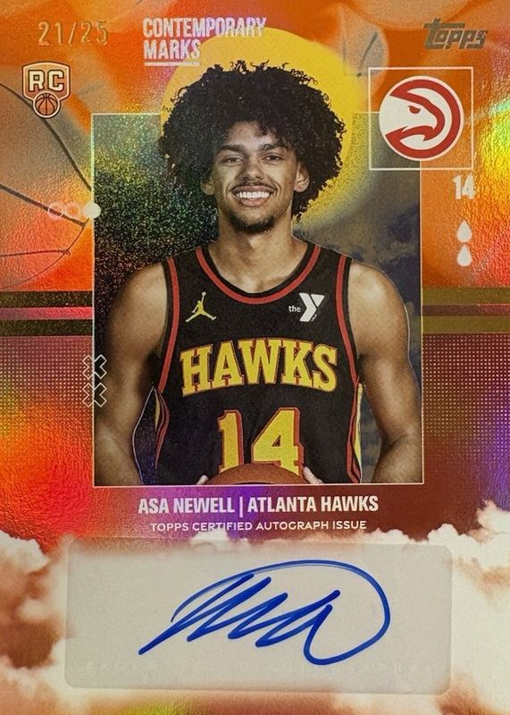 Asa Newell 2025 Topps #CM-AN Contemporary Marks - Orange Rainbow /25 Rookie RAW