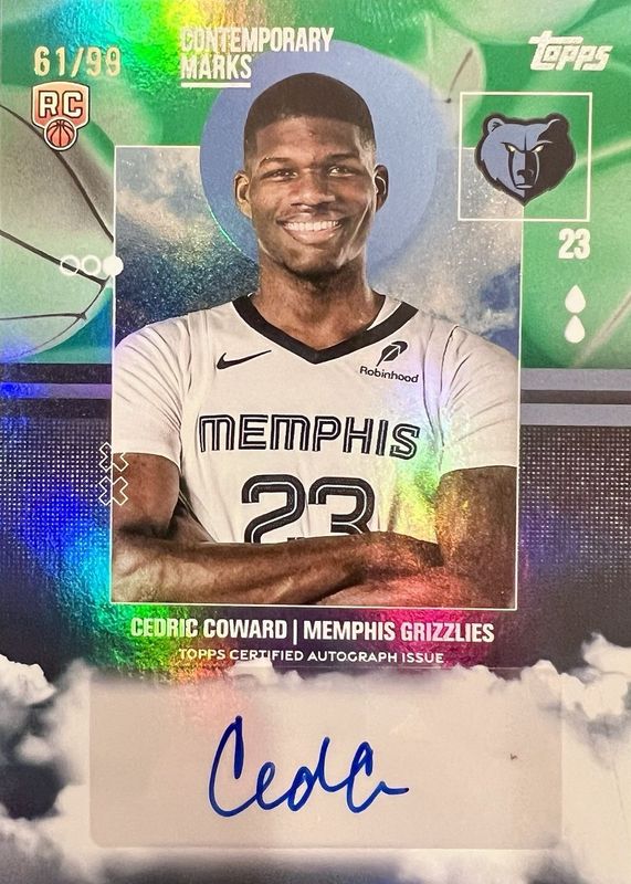 Cedric Coward 2025 Topps #CM-CC Contemporary Marks - Green Rainbow /99 Rookie RAW