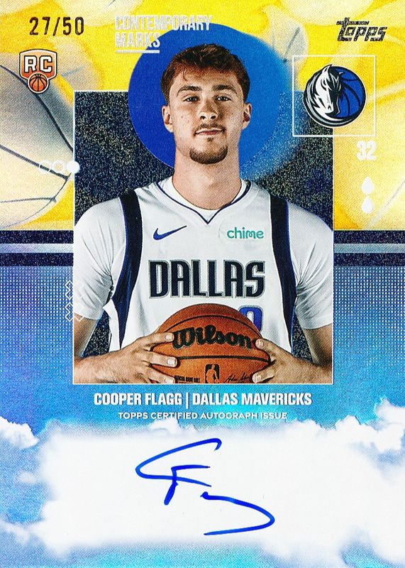 Cooper Flagg 2025 Topps #CM-CF Contemporary Marks - Gold Rainbow /50 Rookie PSA 10