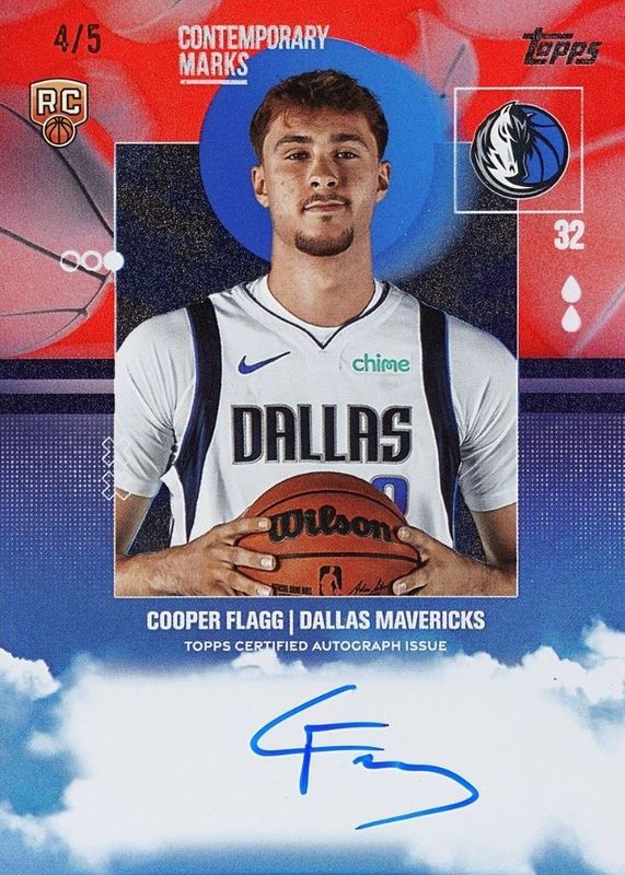 Cooper Flagg 2025 Topps #CM-CF Contemporary Marks - Red Rainbow /5 Rookie RAW