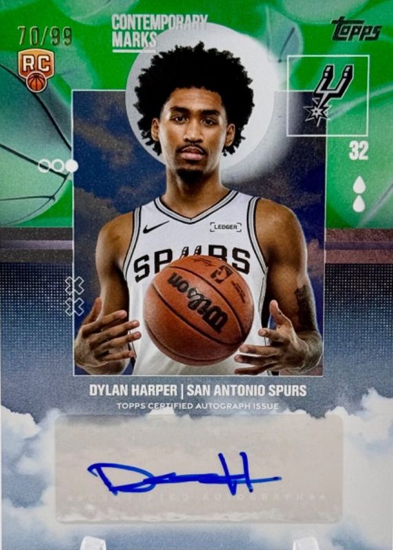 Dylan Harper 2025 Topps #CM-DH Contemporary Marks - Green Rainbow /99 Rookie RAW