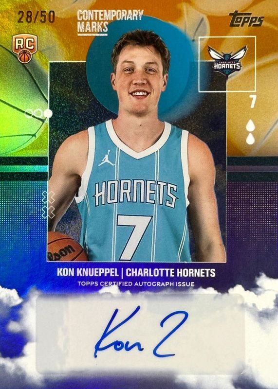 Kon Knueppel 2025 Topps #CM-KK Contemporary Marks - Gold Rainbow /50 Rookie RAW