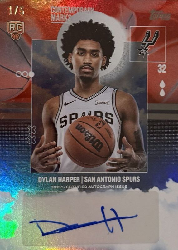 Dylan Harper 2025 Topps #CM-DH Contemporary Marks - Red Rainbow /5 Rookie RAW