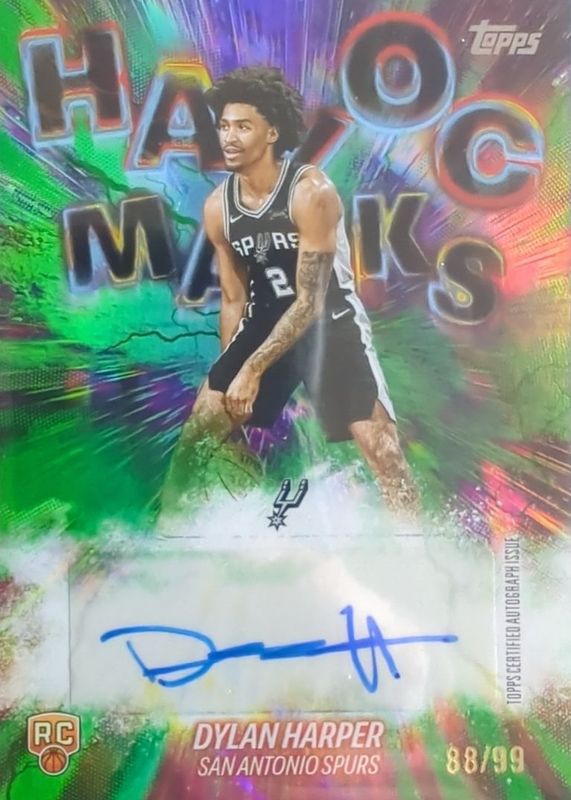 Dylan Harper 2025 Topps #HM-DH Havoc Marks - Green Rainbow /99 Rookie RAW