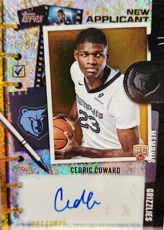 Cedric Coward 2025 Topps #NA-CC New Applicants Autographs - Gold Holo Foil /50 Rookie RAW