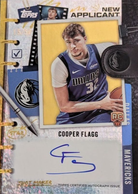 Cooper Flagg 2025 Topps #NA-CF New Applicants Autographs - Gold Holo Foil /50 Rookie RAW