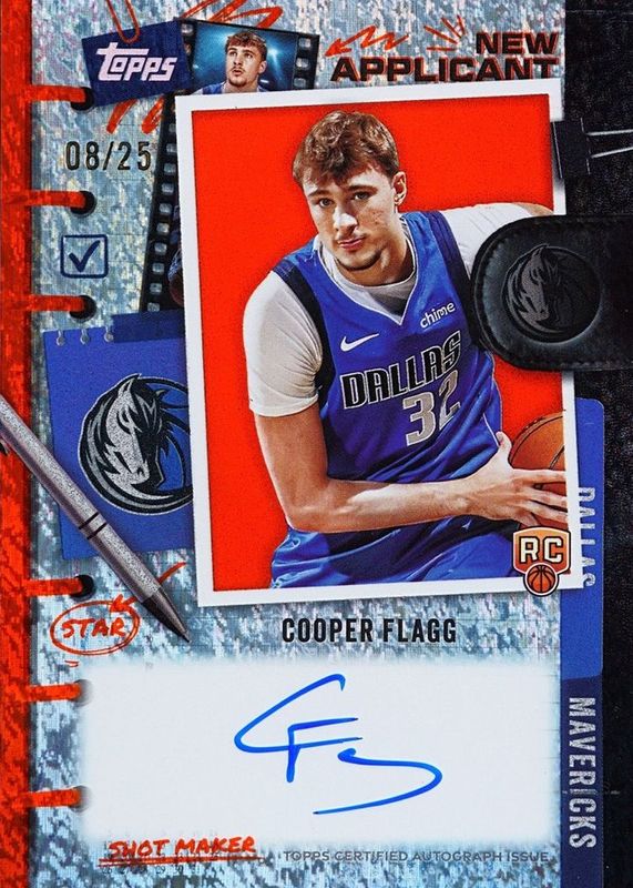 Cooper Flagg 2025 Topps #NA-CF New Applicants Autographs - Orange Holo Foil /25 Rookie RAW