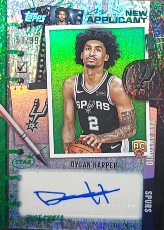 Dylan Harper 2025 Topps #NA-DH New Applicants Autographs - Green Holo Foil /99 Rookie RAW