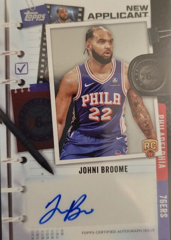 Johni Broome 2025 Topps #NA-JO New Applicants Autographs Rookie RAW