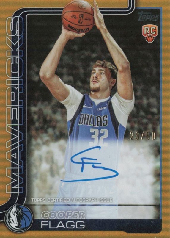 Cooper Flagg 2025 Topps #TFRR-CF Flagship Real One Rookie Autographs - Gold Rainbow /50 RAW