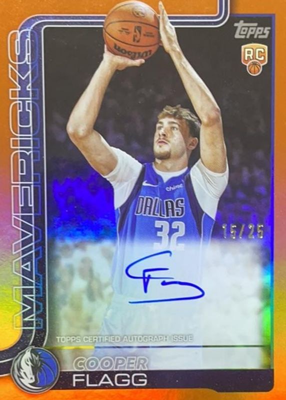 Cooper Flagg 2025 Topps #TFRR-CF Flagship Real One Rookie Autographs - Orange Rainbow /25 RAW