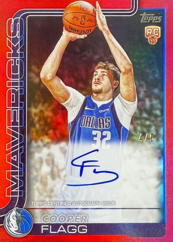 Cooper Flagg 2025 Topps #TFRR-CF Flagship Real One Rookie Autographs - Red Rainbow /5 RAW