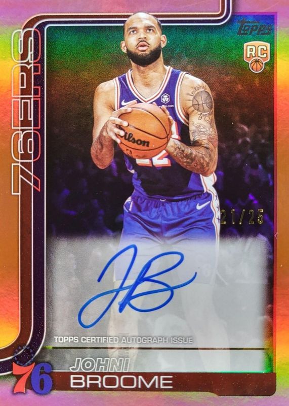 Johni Broome 2025 Topps #TFRR-JO Flagship Real One Rookie Autographs - Orange Rainbow /25 RAW