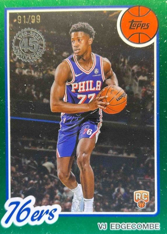 VJ Edgecombe 2025 Topps #80BK-96 1980-81 Topps - Green /99 Rookie RAW