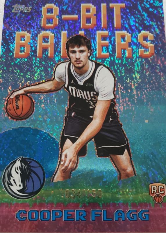 Cooper Flagg 2025 Topps #8B-31 8-Bit Ballers - Blue Holo Foil /150 Rookie RAW